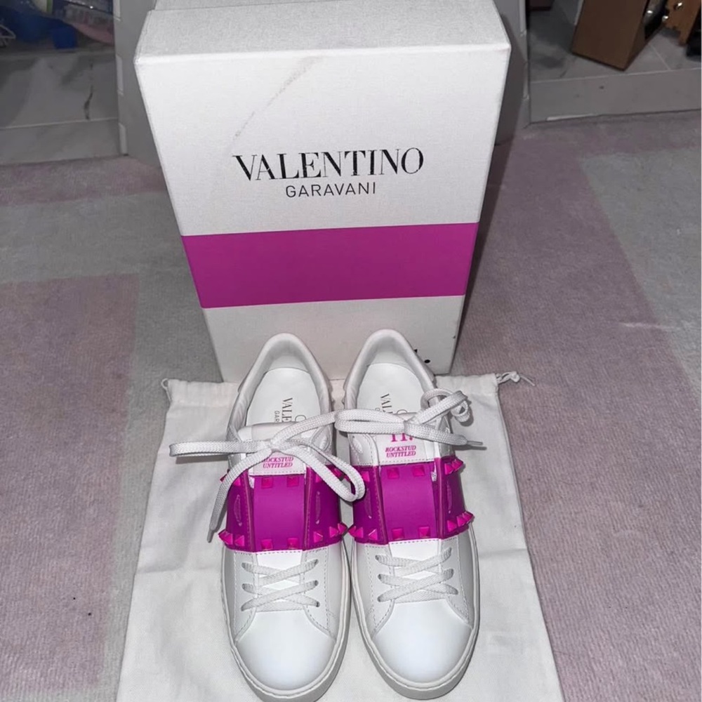 Valentino Pink and White Sneakers